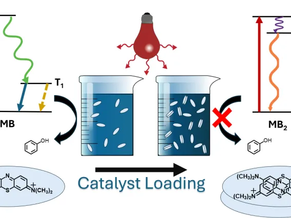 Photoredox catalysis schematic indicating effect of aggregation